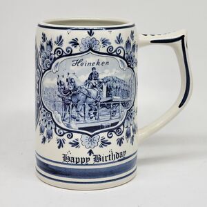 Delft Blue "Heineken"   5 1/4"T X 3 1/2"D   Beer Stein Handmade In Holland VGC